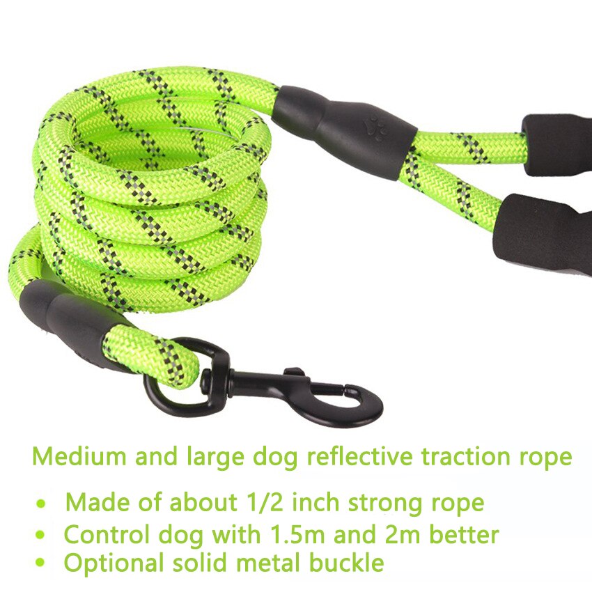 Large Reflective Rope Dog Leash