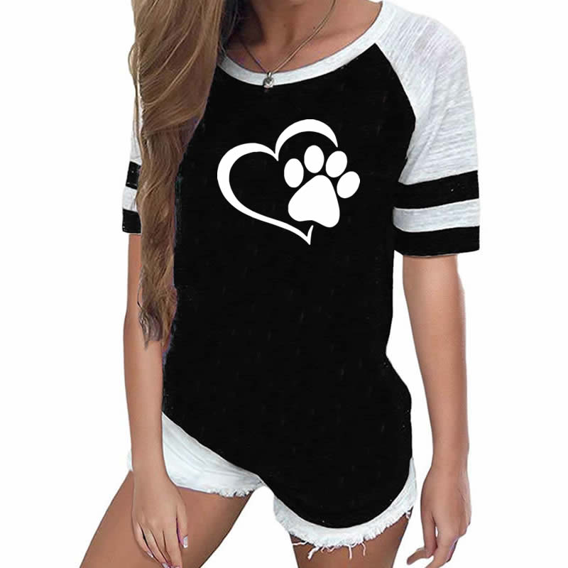 Adorable Dog Paw in Heart Tee