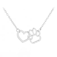 Thumbnail for Interlocking Pet Paw and Heart Necklace