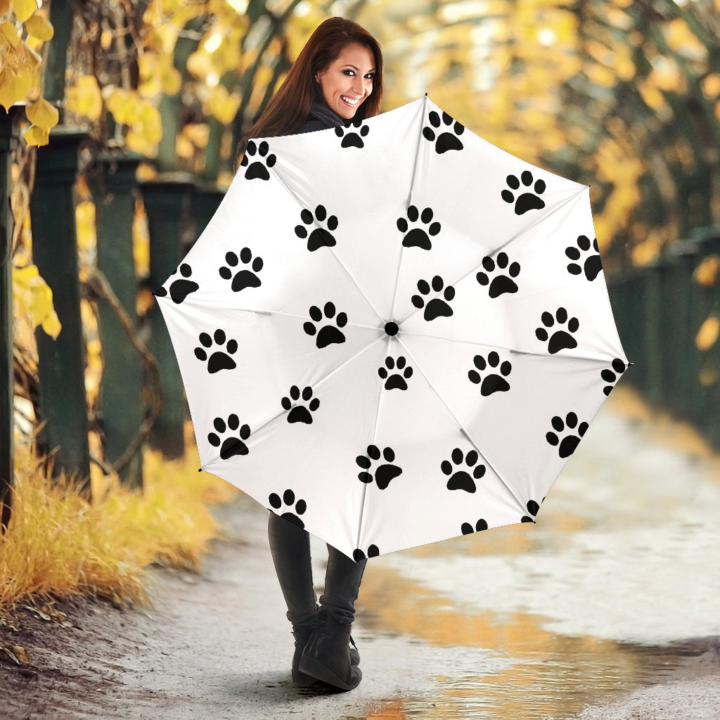 Rainy Day Paw Prints Umbrella - White