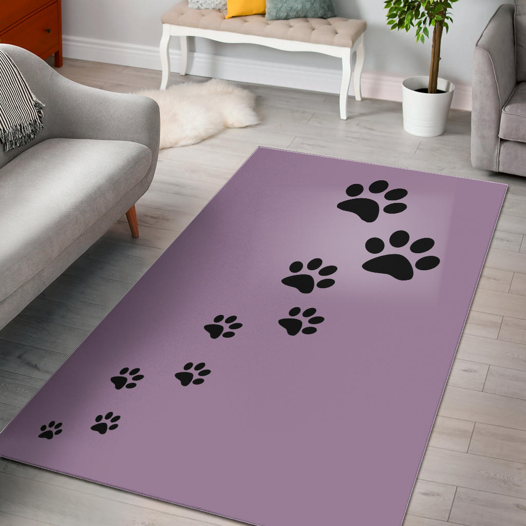 Area Rug - Purple with Black Paw Prints