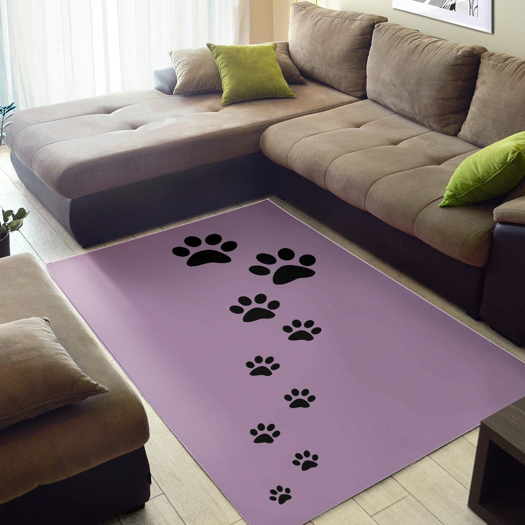 Area Rug - Purple with Black Paw Prints