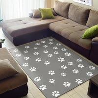Thumbnail for Area Rug - Grey with White Paw Prints