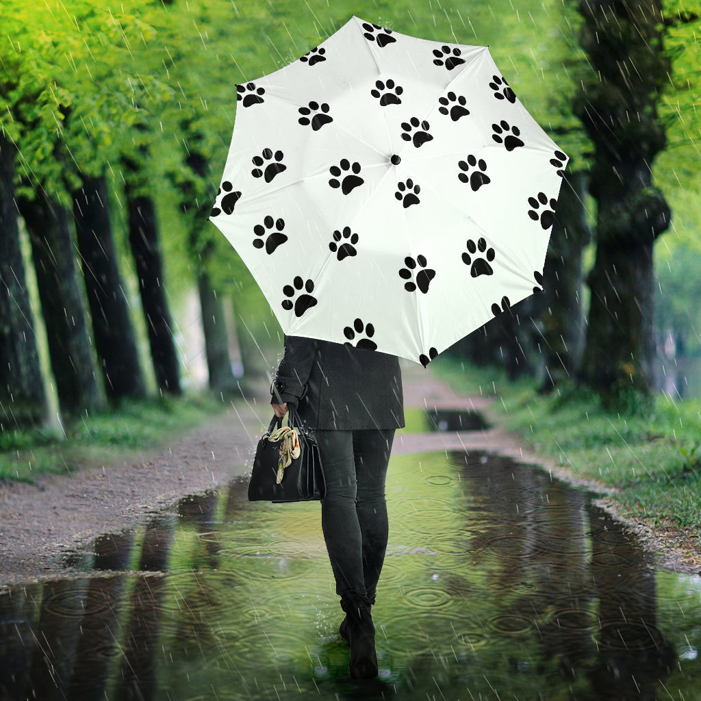 Rainy Day Paw Prints Umbrella - White