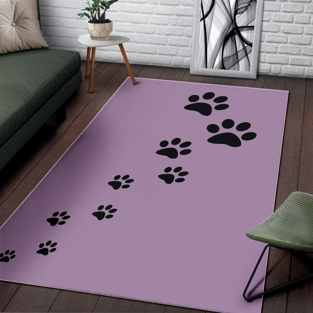 Area Rug - Purple with Black Paw Prints