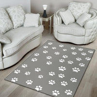 Thumbnail for Area Rug - Grey with White Paw Prints