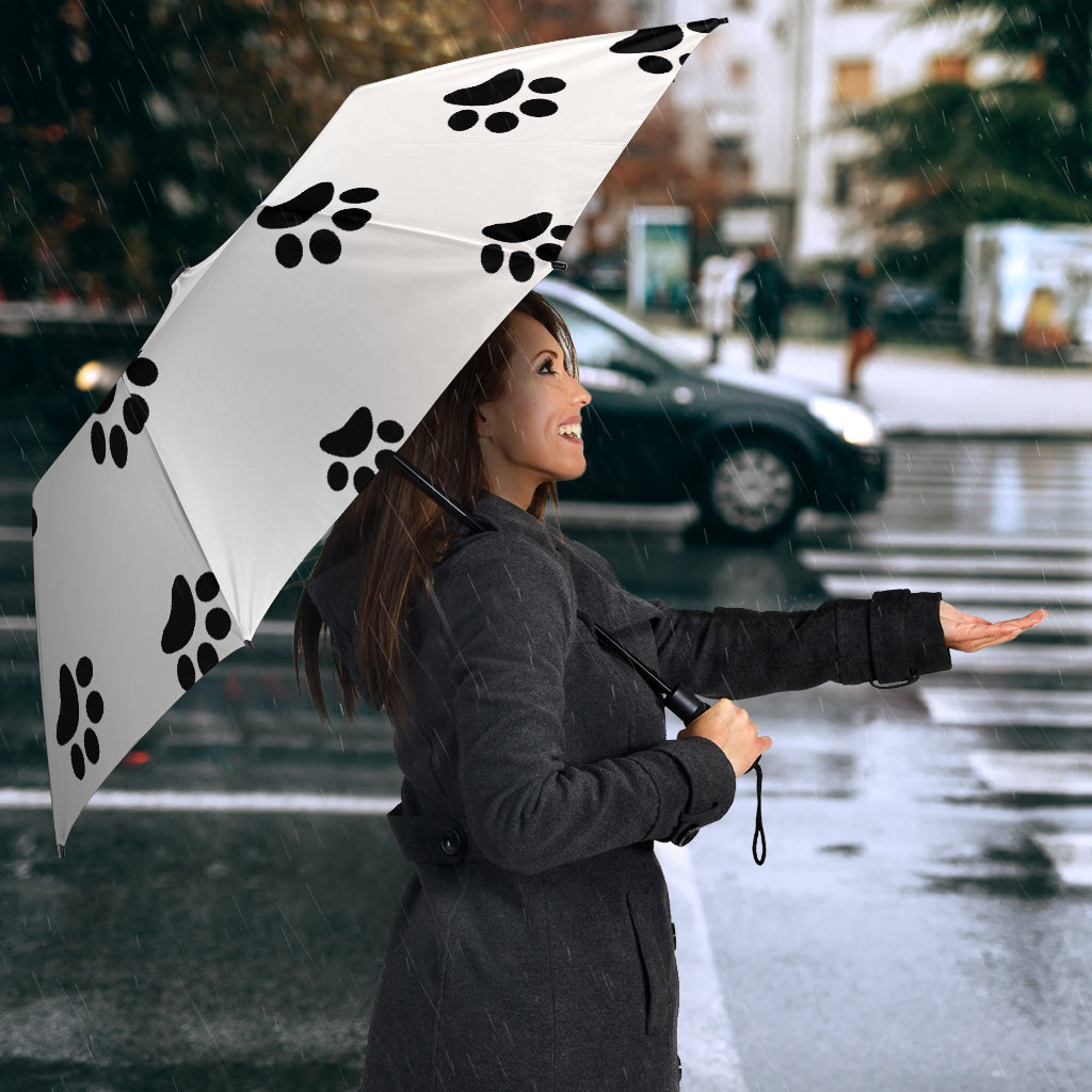 Rainy Day Paw Prints Umbrella - White