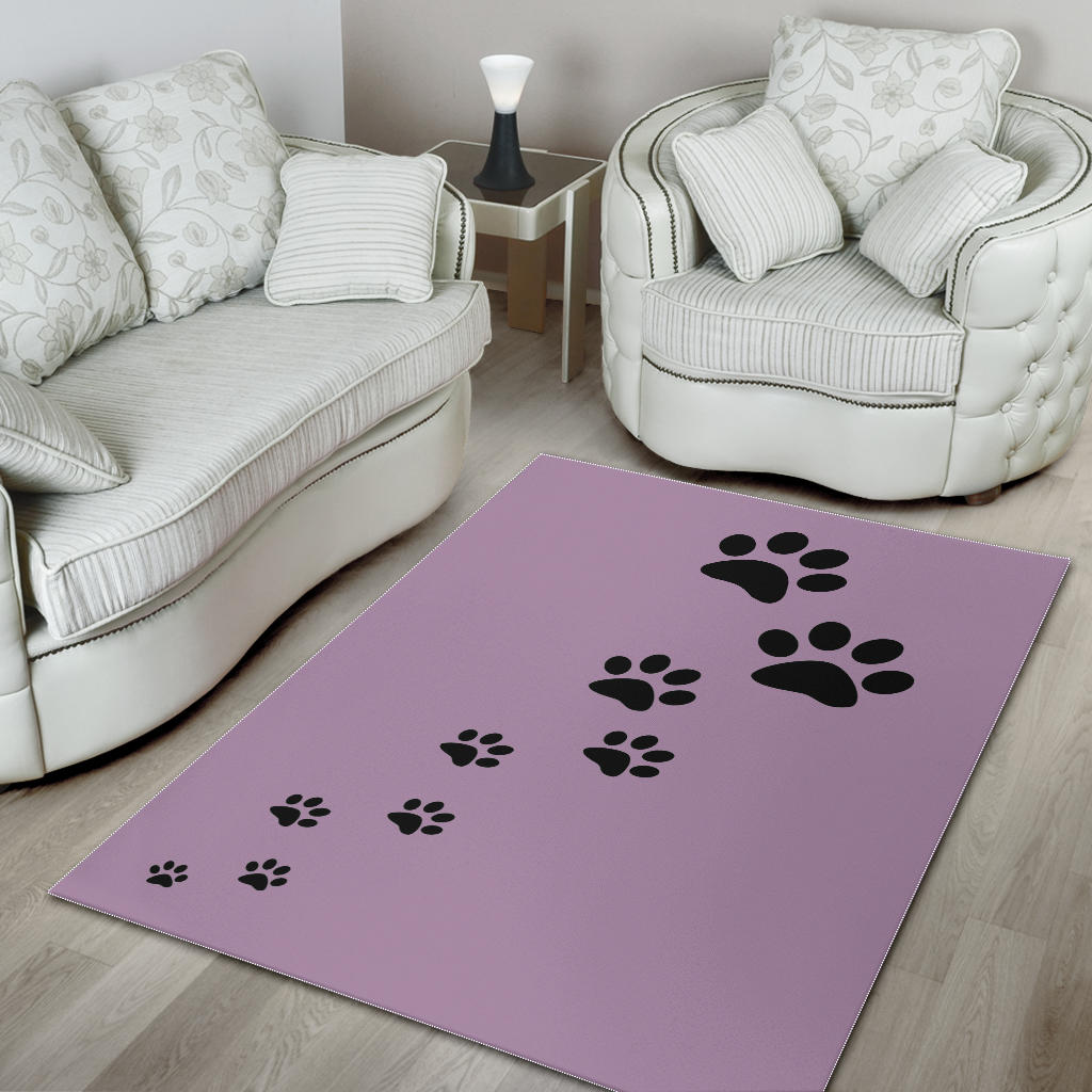 Area Rug - Purple with Black Paw Prints