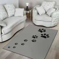 Thumbnail for Area Rug - Grey with Black Paw Prints