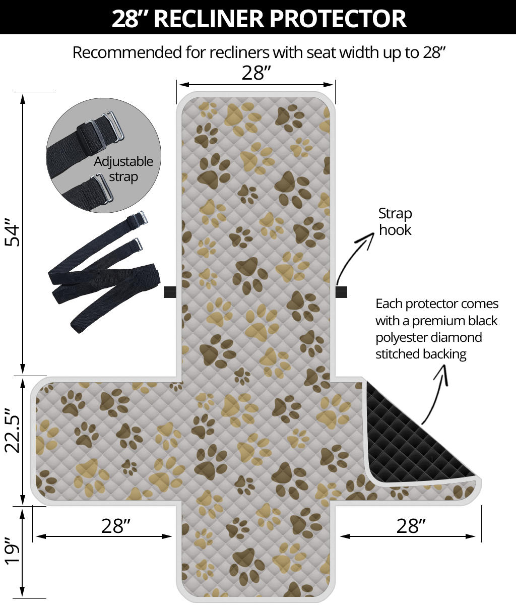 Furniture Protector - 28" Chair/Recliner - Paw Prints