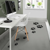 Thumbnail for Area Rug - Grey with Black Paw Prints