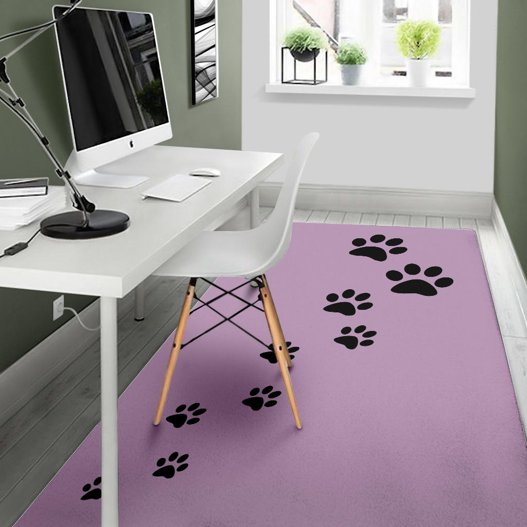 Area Rug - Purple with Black Paw Prints