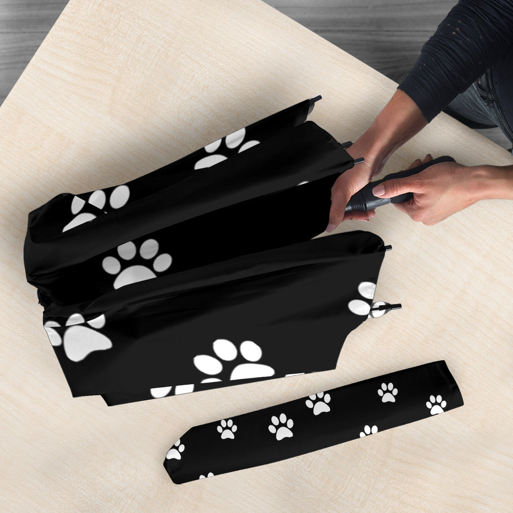 Rainy Day Paw Prints Umbrella - Black