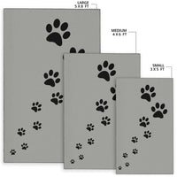 Thumbnail for Area Rug - Grey with Black Paw Prints