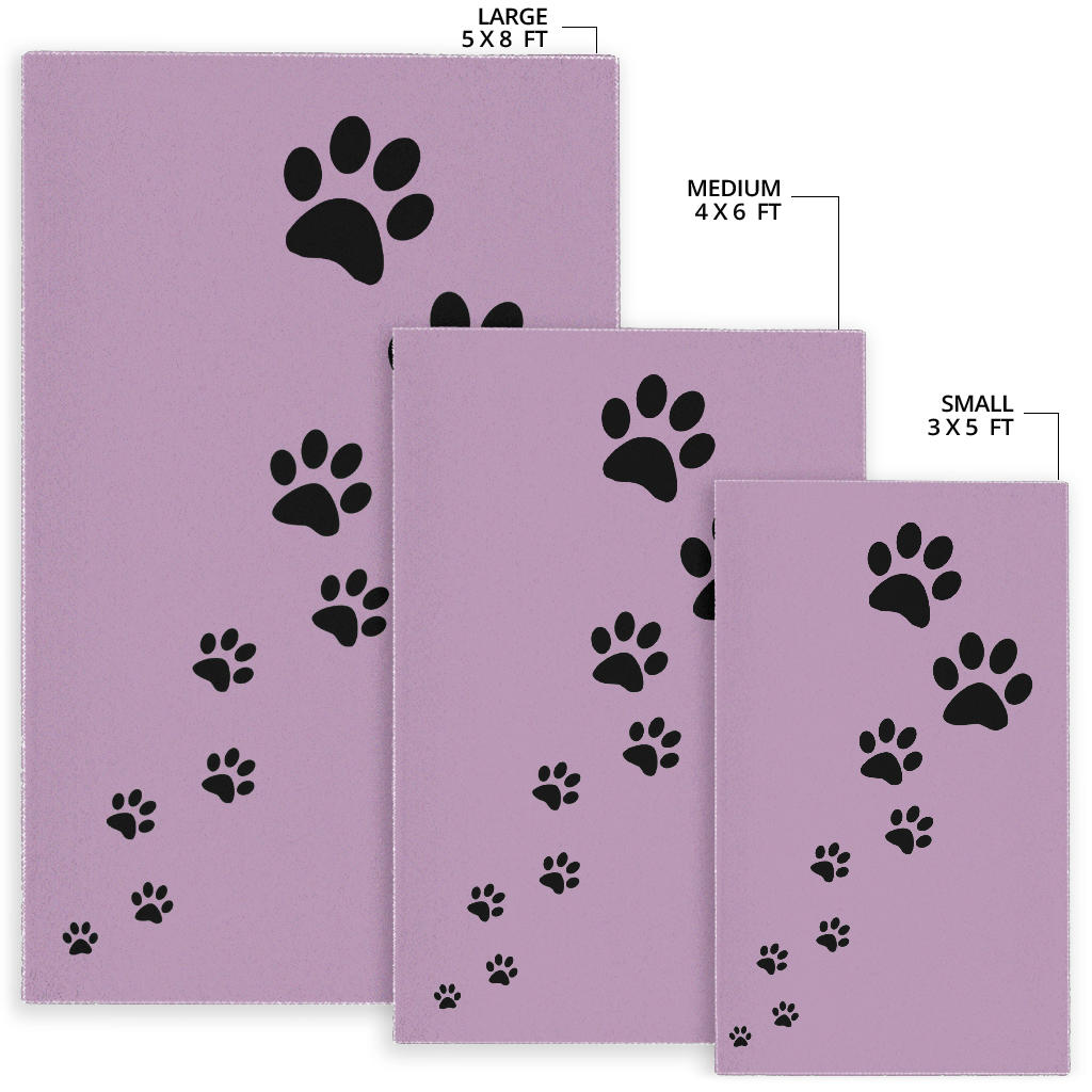 Area Rug - Purple with Black Paw Prints